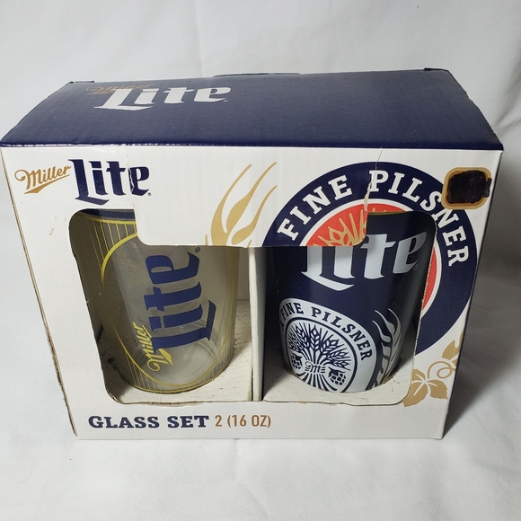 Miller Lite 16 Oz Glass Set of 2, NIB - Picture 1 of 6